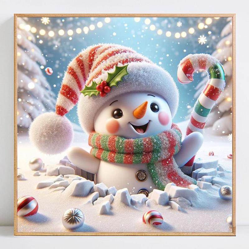 Cartoon Snowman Pattern DIY Diamond Arts Colorful Painting Kit without Frame, DIY 5D Diamond Decor Painting Kit, Wall Art Decor for Home Living Room Bedroom