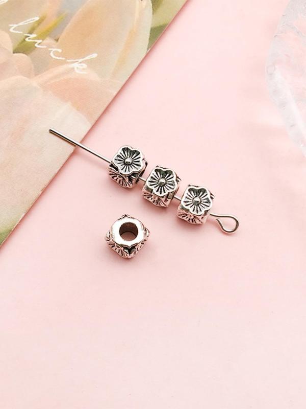 Boho Style Flower & Star Design Alloy Beads, 30pcs set Vintage Charms for Women & Girls, DIY Jewelry Accessories for Bracelet & Necklace Making