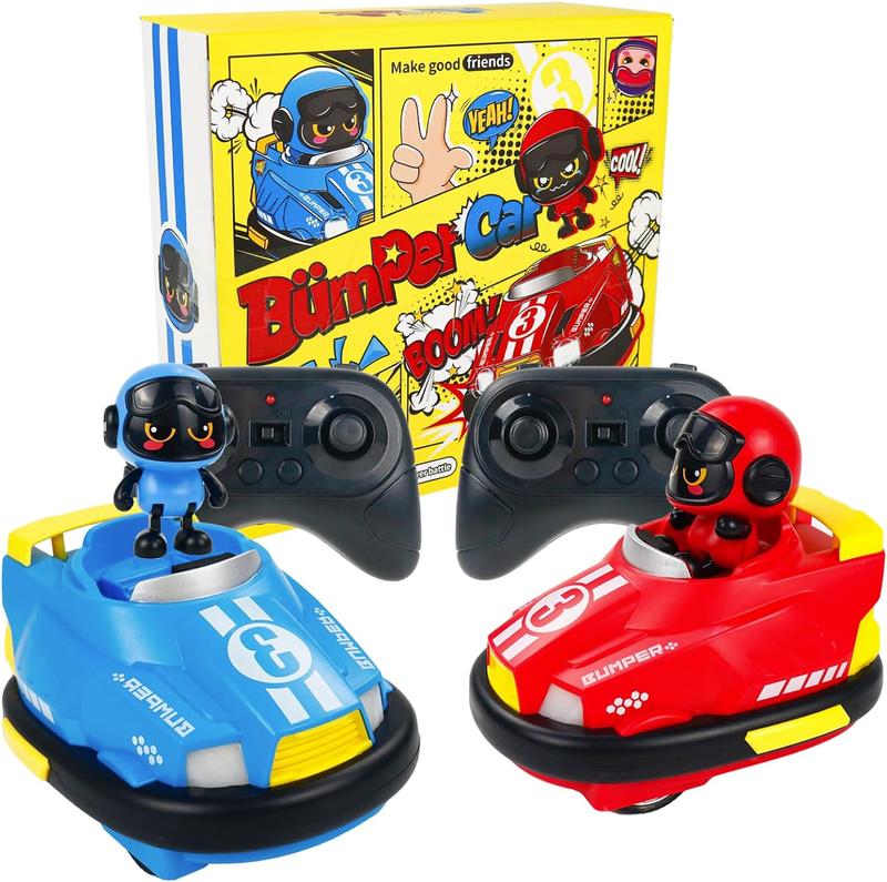 Children Remote Control Cars Toy, 2pk Ejecting Bumper Car Toys with Music and LED Lights, RC Race Car Cartoon Battle Cars for Toddler Xmas Birthday Gift
