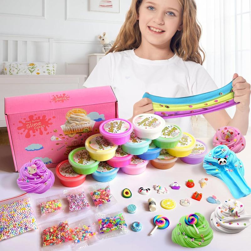 SALE OFF 50% - 14 PackS Butter Slime Kit with Charms - Soft & Non-Sticky, Birthday & Christmas Gifts for Girls and Boys