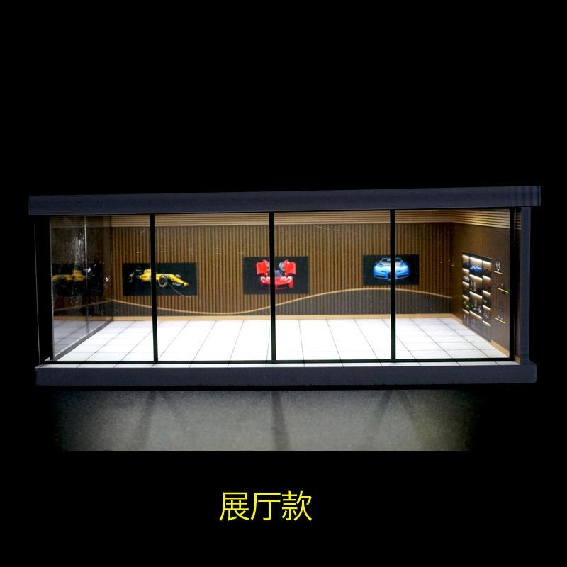 1 64 Scale Diorama Car Garage Model LED Lighting City Street View Car Showroom Model Car Parking Lot Scene Display Model Collection Toy Gift hot  wheels diorama  display