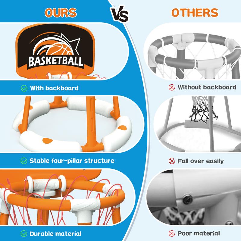 Talgic Swimming Basketball Hoop, Poolside Water Basketball Hoop with 4 Balls and Pump,Basketball Goals Outdoor Play Basketball Hoop,Pool Basketball Games for Kids, Adults and Family.