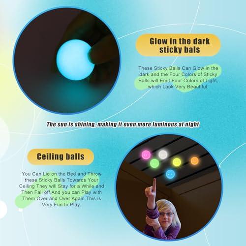6pack-1.8in Dream Balls,Glow in The Dark Sticky Balls That Stick to The Ceiling,Stress Balls for Kids and Adults,Elevated Balls,ASMR Cool Stuff for Teens,Ceiling Balls,Lumi Balls,Stocking Stuffers