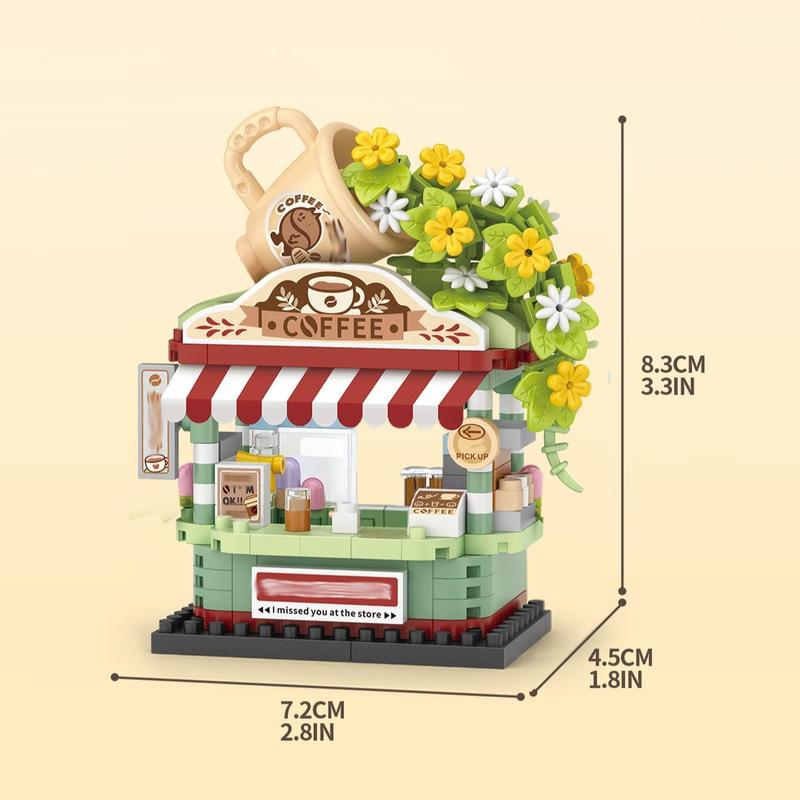 Street View Shop Building Blocks, 1 Set Micro DIY Bricks Puzzle Toy, Pendant Building Blocks, Children's Gift, Home Decoration