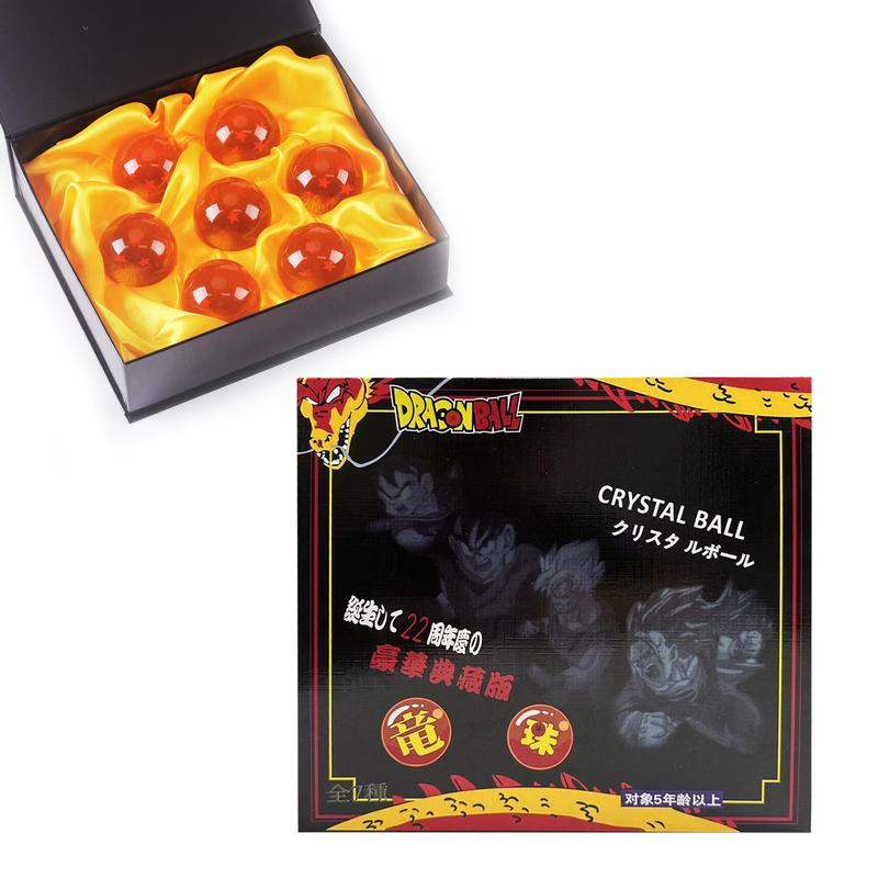 Brand-new collection medium-sized crystal resin star ball dragon ball-animation collection brand-new gift box set of 7 (diameter 1.7 inches diameter 43 mm)