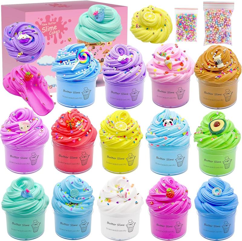 SALE OFF 50% - 14 PackS Butter Slime Kit with Charms - Soft & Non-Sticky, Birthday & Christmas Gifts for Girls and Boys