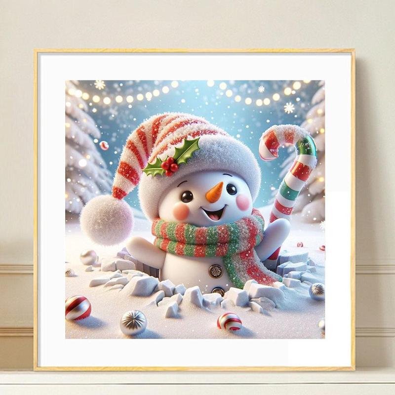 Cartoon Snowman Pattern DIY Diamond Arts Colorful Painting Kit without Frame, DIY 5D Diamond Decor Painting Kit, Wall Art Decor for Home Living Room Bedroom