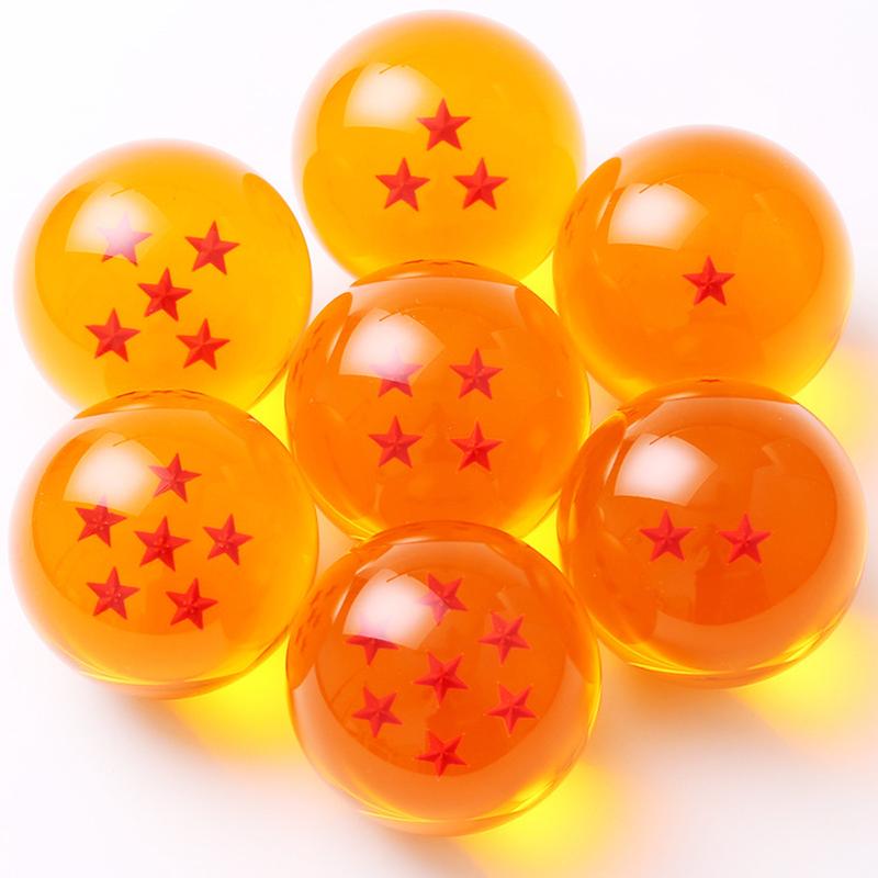 Brand-new collection medium-sized crystal resin star ball dragon ball-animation collection brand-new gift box set of 7 (diameter 1.7 inches diameter 43 mm)