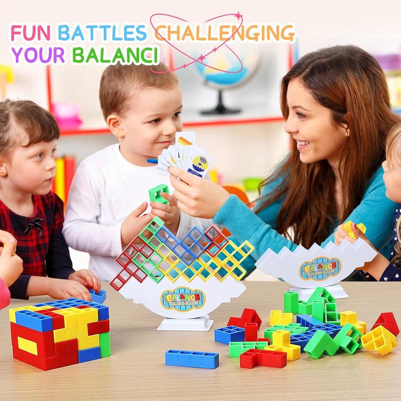 64Pcs Puzzle Teasers Toy, Tetra Balance Tower Stacking Games,Fun Balance Game,Educational Gift for Kids(There are 2 Bases= 2 Sets of 32Pcs)