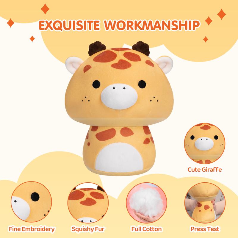 MeWaii  Mushroom Plush, giraffePlush Soft Plushies Squishy Plush, Cute giraffe Stuffed Animals Plush Toys Birthday Gifts Halloween Christmas Gift for Girls Boys