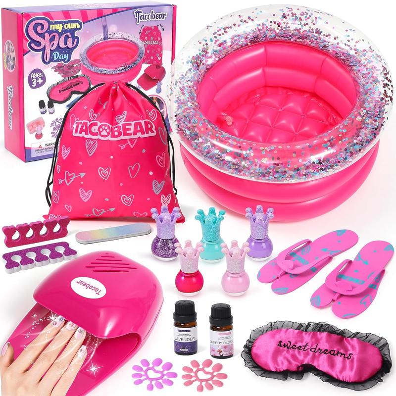 Kid Foot Spa & Nail Art Kit, Foot Spa Day Girl Stuff, Massage Foot Soak Pool and Nail Dryer, Girl Gift for 5 6 7 8-12 Year Old Toys, Christmas Birthday Gifts for Children