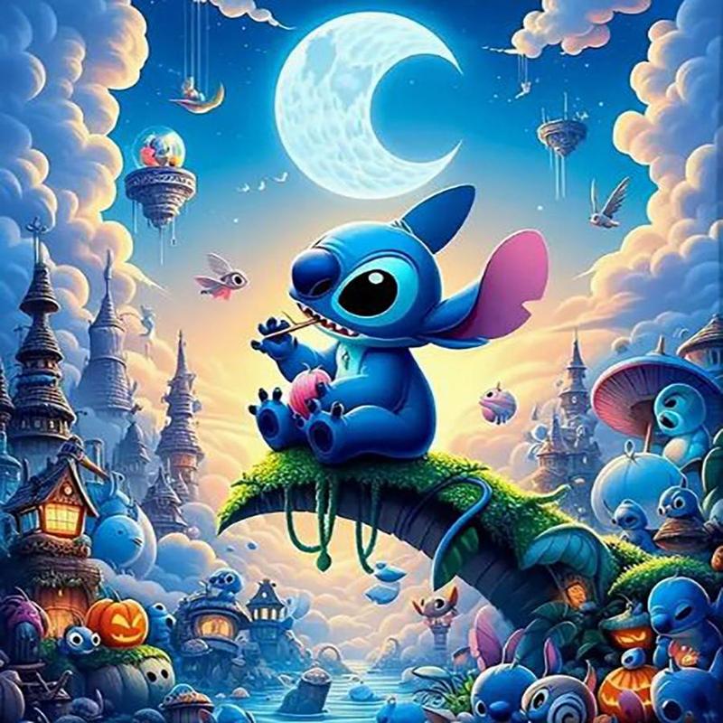 Cartoon Stitch Pattern Diamond Arts Colorful Painting Kit, DIY 5D Diamond Arts Crafts without Frame, Wall Art Decoration for Home