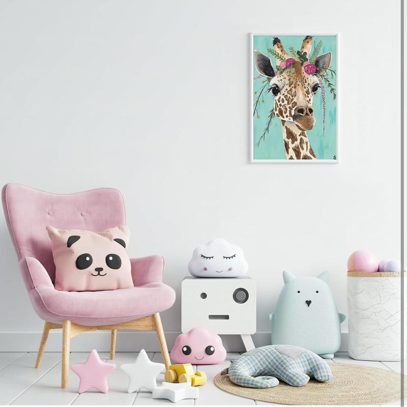 Paint by Numbers Kit for Adults Beginner & Kids Ages 8-12 with Wooden Frame Easy Acrylic on Canvas 9x12 inch with Paints and Brushes, Giraffe(Include Framed)