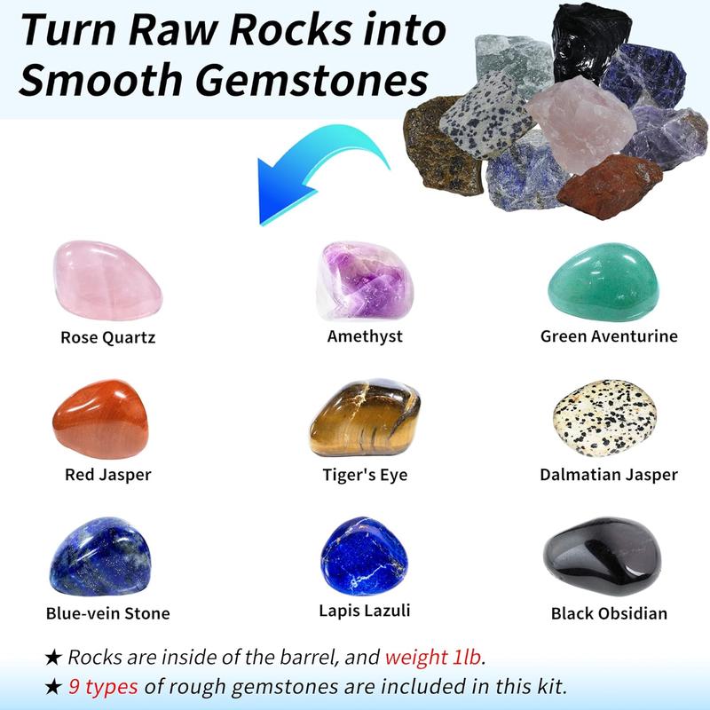 KomeStone K1 Professional Rock Tumbler Kit, Large 2.5LB Capacity - Memory Function, Digital Timer & Variable Speeds, DIY Stunning Beading & Jewelry