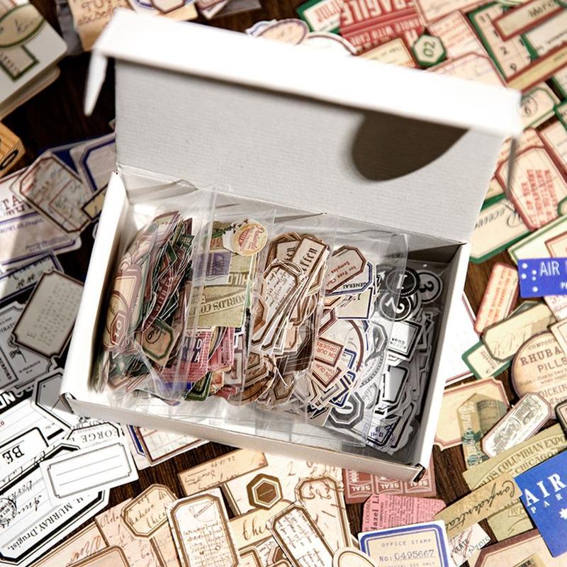 Vintage Label Sticker, 1000pcs box Scrapbooking & Journal Making Material Paper, DIY Decorative Sticker For Stationery Computer Water Bottle, Summer Gift