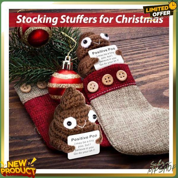 Funny Positive Poo, Cute Crochet Potato Partner Toy with Positive Card Cheer Up Funny Gag Gifts for Best Friend Birthday Housewarming Women Teacher Fall