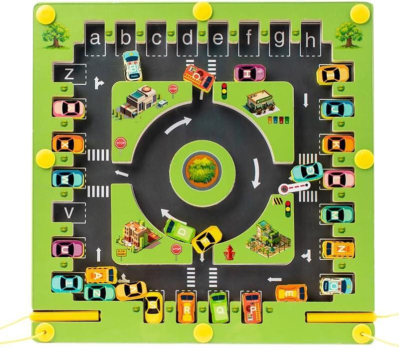 Magnetic Alphabet Maze,Montessori Fine Motor Skills Toys for 3+ Year Old Boys and Girls, Two-Player Battle Mode，Sensory Toys for Toddlers, Parent-Child Activities