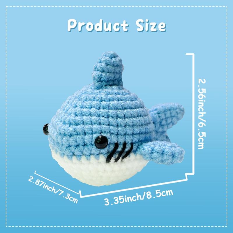 Shark Design Complete Crochet Kit, 1 Set Cute Animal Crochet Starter Set with Instructions & Random Accessories, DIY Handmade Knitting Supplies for Beginners
