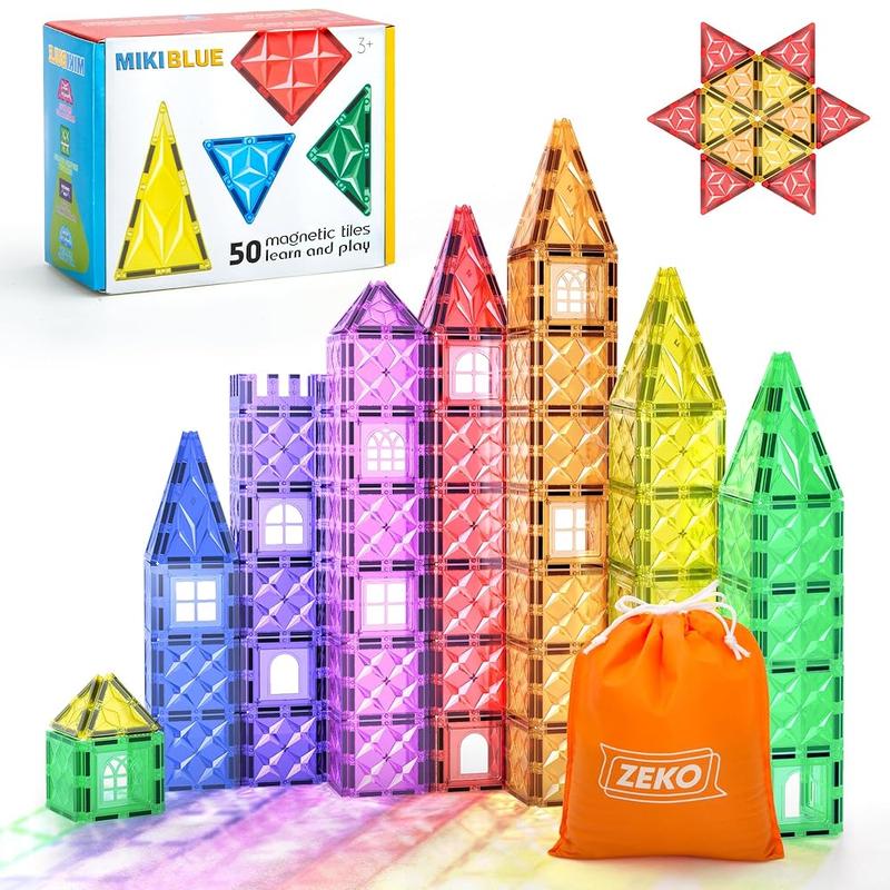 50 Pieces – STEM Educational Magnet Tiles for Kids, Encourage Creativity, Learning & Fun, Great Gift for Children building toys magnetic magnet  tiles