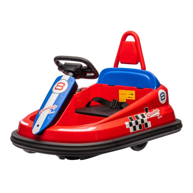 Red White Yellow 6V Kids Car Electric Go Kart Bumper Car with Parent Remote Control, LED Lights, Horn, Bluetooth, Player, 360° Spin, and Anti-Collision Padding for 18m+,Christmas Gift