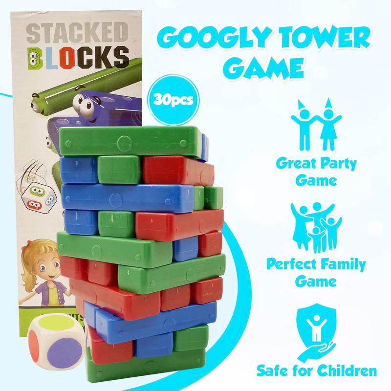 Tumbling Tower Stacking Blocks,Colored Cartoon Plastic Building Blocks Board Toppling Tumbling Tower