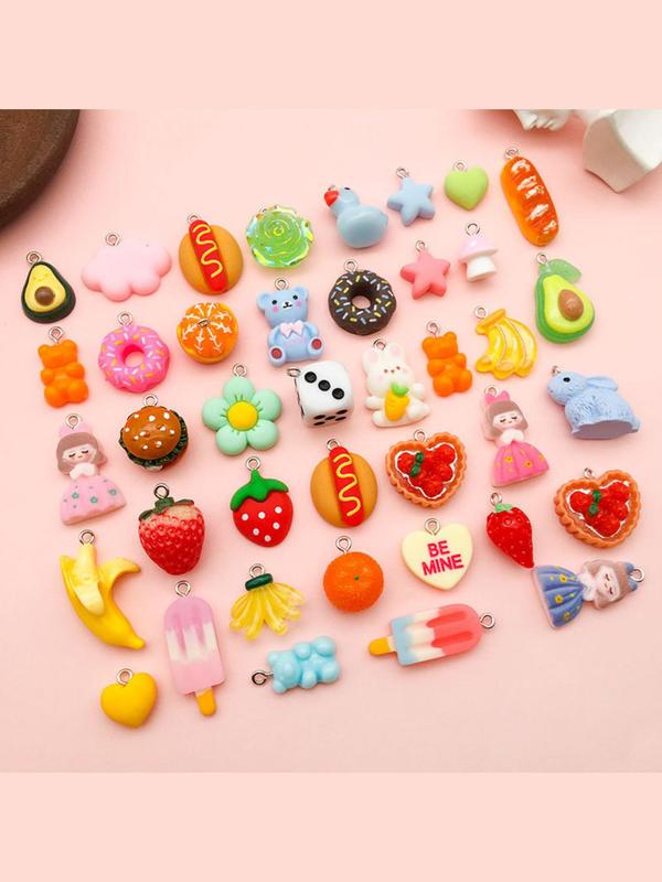 Mixed Color Cute Cartoon Animal & Food & Fruit Design Beaded (10 20pcs), DIY Jewelry Accessories for Bracelet & Necklace & Earrings for Women & Girls