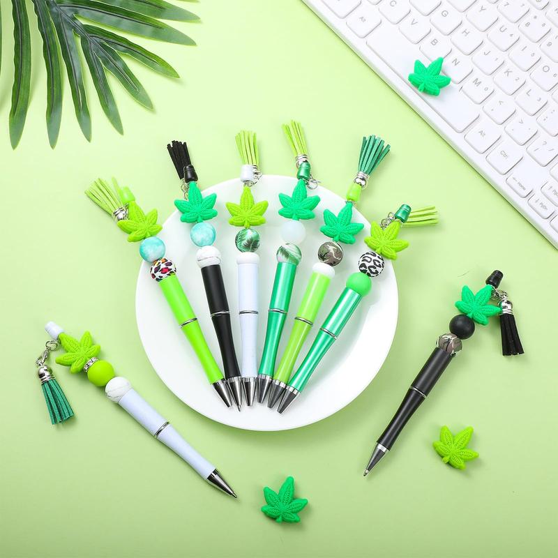 Beadable Pen Set, Including 12pcs Beadable Pen & 12pcs Lobster Clasp & 12pcs Tassel & 12pcs Spacer Bead & 12pcs Silicone Bead, DIY Jewelry Making Supplies