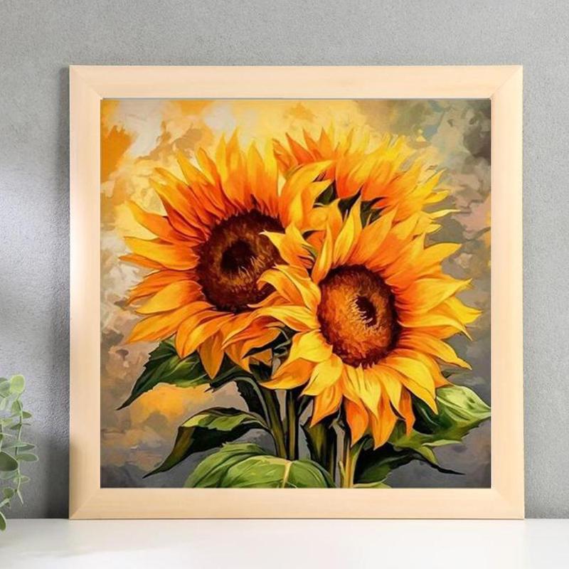 DIY Artificial Rhinestones Arts Painting Kit Without Frame, Sunflower Flower Pattern DIY Painting, Handmade Craft Wall Art Decoration