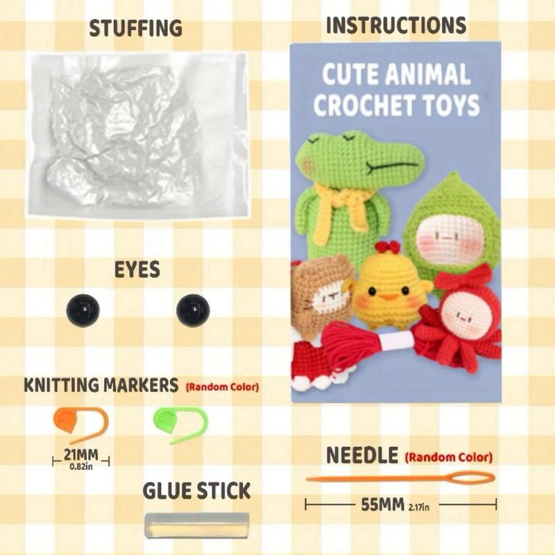 Fox Design Crochet Material Package, 1 Set Cute Crochet Stuffed Animal Kit, Crochet Kit for Beginners with Include Videos Tutorials & Instructions