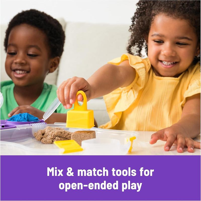 Kinetic Sand, Variety Case with Beach, Neon & Shimmer Play Sand (2lbs) & 5 Tools, Storage, Sensory Toys for Kids, Back to School Classroom Must Haves