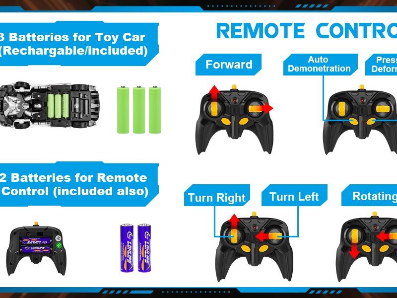Remote Control Car - Transform , One Button Deformation to Robot with Flashing Light, 2.4Ghz 1:18 Scale Transforming Police Boys Kids Toys Gift with 360 Degree Rotating Drifting