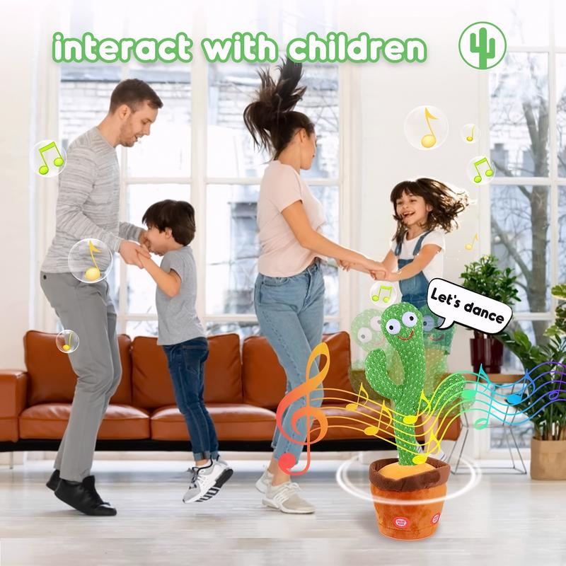Pbooo Dancing Talking Cactus Mimicking Toy,Talking Repeat Singing Sunny Cactus Toy 120 Pcs Songs for Baby 15S Record Your Sound Sing+Dancing+Recording+LED