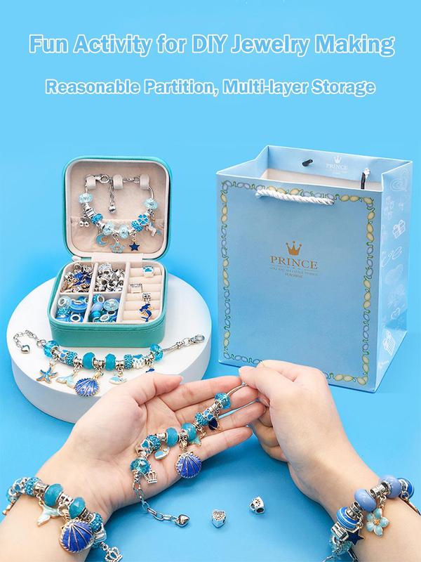 Jewelry Making Kit, Colorblock Beads & Charms & Accessories for Bracelet Necklace Earrings, DIY Jewelry Making Supplies for Teenager
