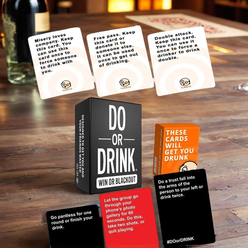 Do Or Drink Card Game, 1 Set Funny Party Card Game with 350 Cards & 175 Challenges, Party Game Supplies for Family, Friends Game Night, Men Gifts, Boyfriend Gifts