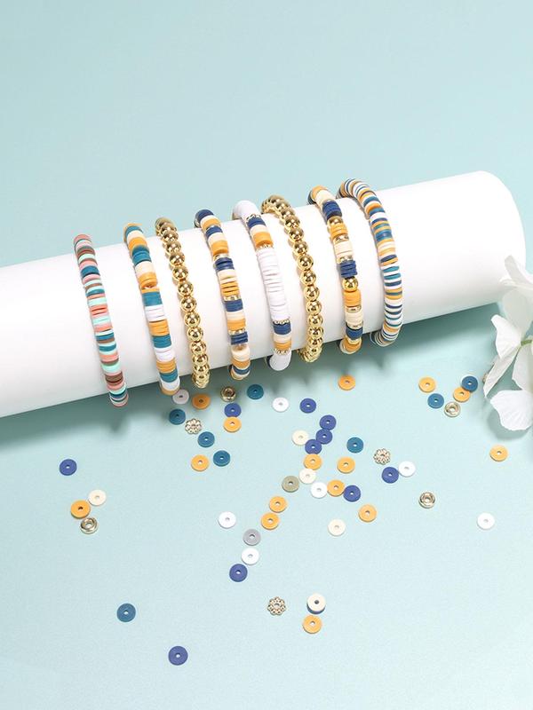 Mixed Bead Retro Style Bracelet Making Friendship Bracelet Set, Women's Diy Jewelry Making Beads with Elastic String, Fashion Diy Accessories for Women & Girls