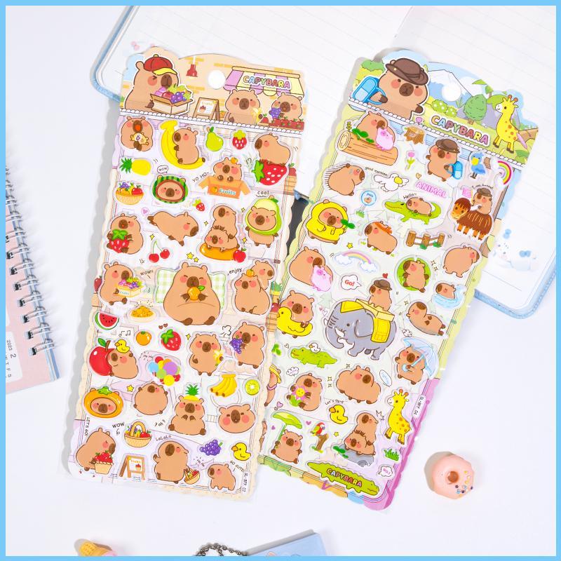 Cartoon Capybara Pattern Sticker, 4 Counts set Cute Cartoon Sticker, Decorative Sticker for DIY Scrapbooking, Journaling, Gift Wrapping