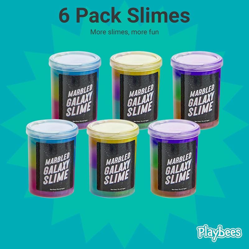 Marbled Galaxy Slime - 6 Pack - Cosmic Galaxy Gooey Unicorn Fidget Kit