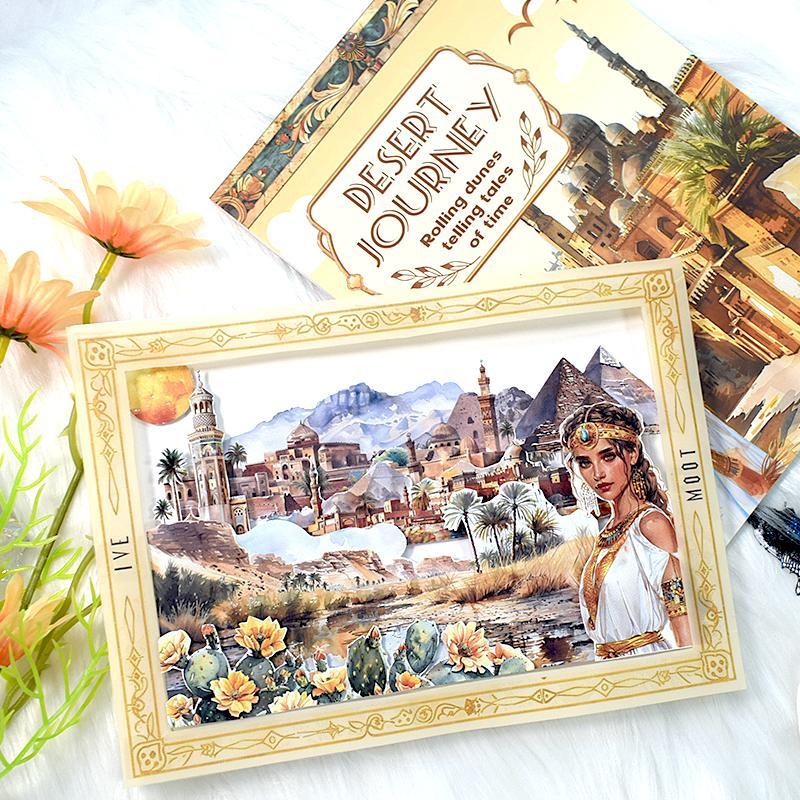 Vintage Desert Journey Sticker Book, 20pcs pack Scrapbooking & Journal Making Material Paper, DIY Decals for Stationery & Computer & Water Bottle