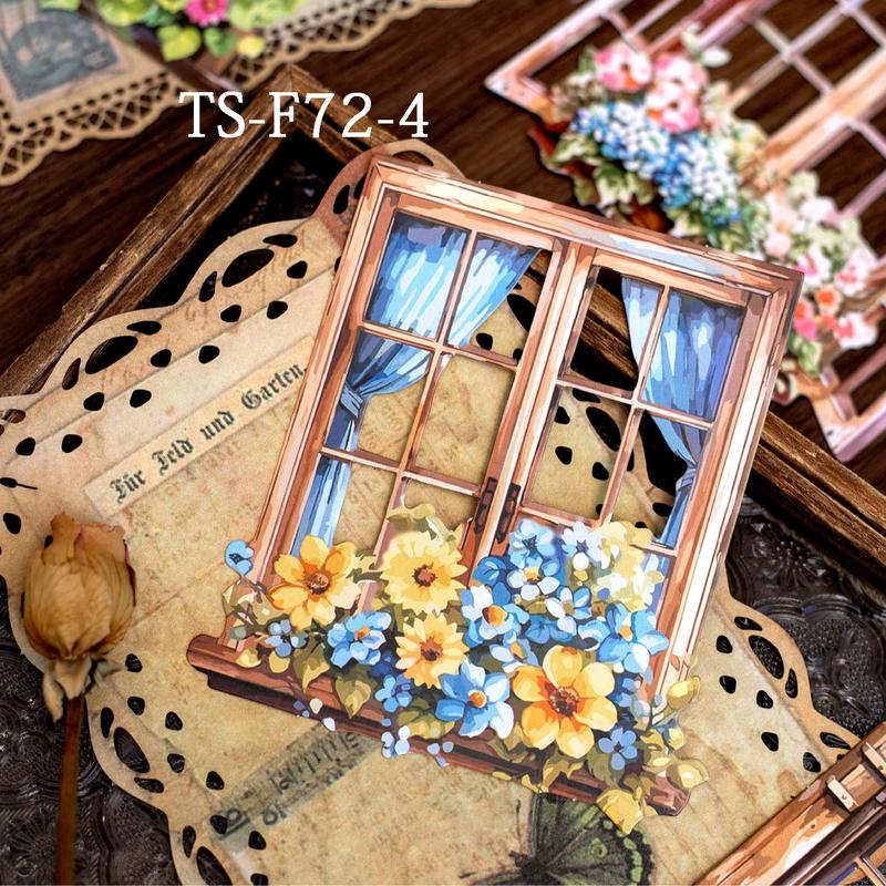 Flower Window Pattern Decorative Stickers, 20pcs set Landscaping Material Decorative Stickers, DIY Decorative Stickers for Scrapbooking & Journal Making