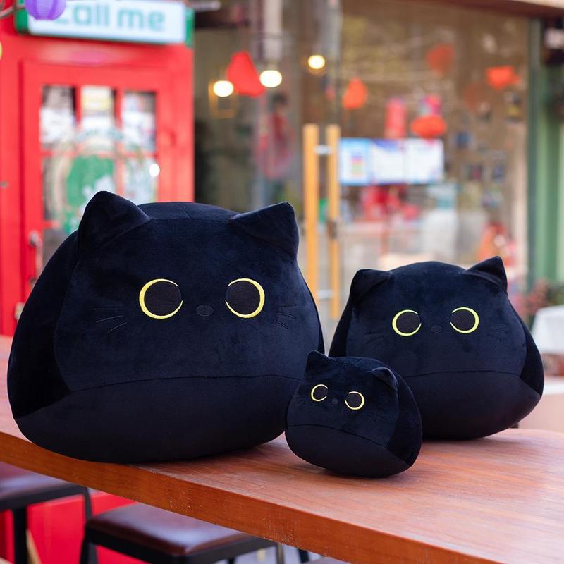 Black Cat Design Plush Toy, Cute Stuffed Animal Plushie, Soft & Comfy Plush Toy for Kids & Pet, Birthday Gift, Home Decor Ornament