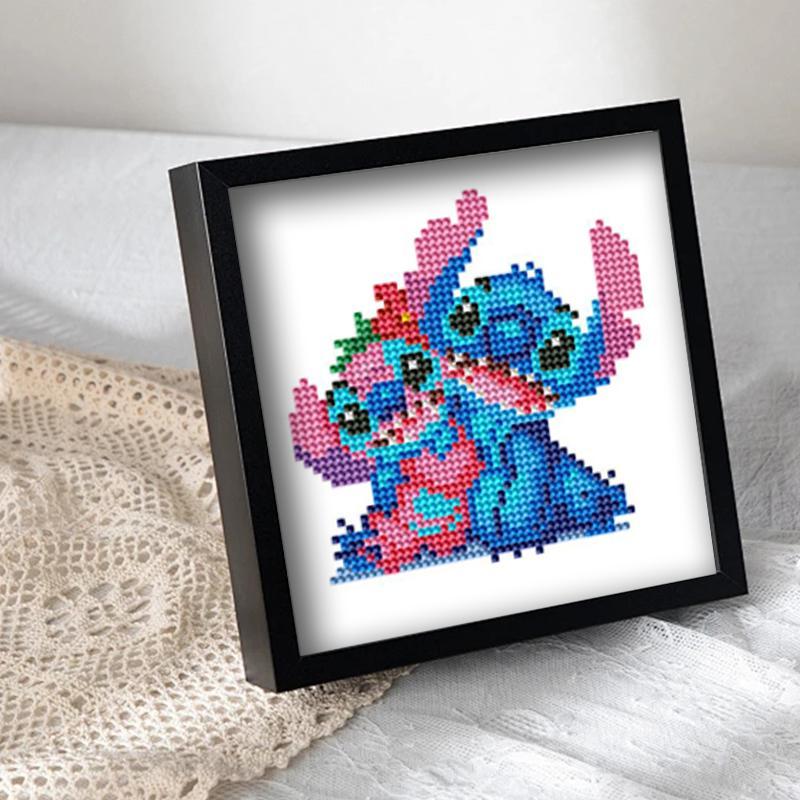 Stitch Pattern Diamond Arts Colorful Painting Kit, 16pcs Cartoon Diamond Art Crafts without Frame, DIY Wall Art Decorations for Home