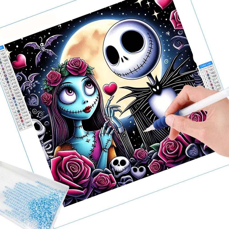 5D Diamond Arts Colorful Painting Kit, Jack and Sally Pattern DIY Diamond Arts Painting without Frame, Handmade Art Crafts for Home Decor