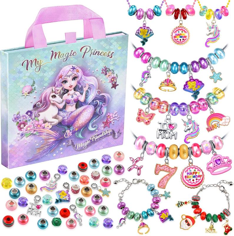 Charm Bracelet Making Kit & Unicorn Mermaid Girl Toy- ideal Crafts for Ages 8-12 Girls who Inspire Imagination and Create Magic with Art Set and Jewelry Making Kit