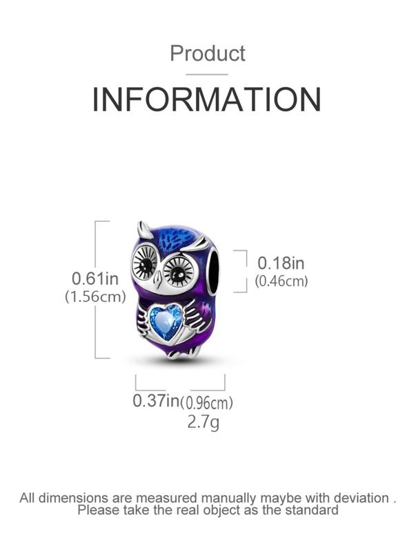 Owl Design Bead, Rhinestone Decor Bead Diy Jewelry Making Supplies for Necklace and Bracelet, Fashion Accessories for Women & Girls for Holiday Engagement Gift