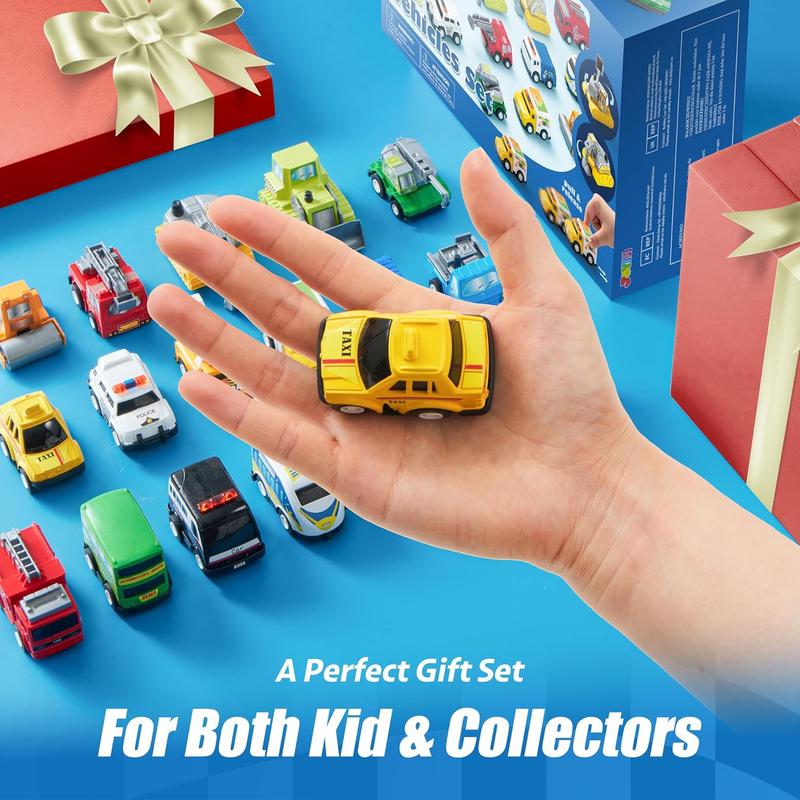 8 Pcs Pull Back City Cars and Trucks Toy Vehicles Set, Friction Powered Cars Toys for Toddlers, Boys, Girls’ Educational Play, Goodie Bags Stuffers