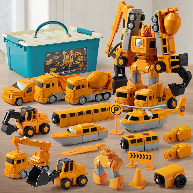 Magnetic Toys for Kids, Ages 3-8 Transformer Toys, Construction Toys Magnets for Kids，Toys Magnetic Building Set，Engineering Car Toys with Storage Box