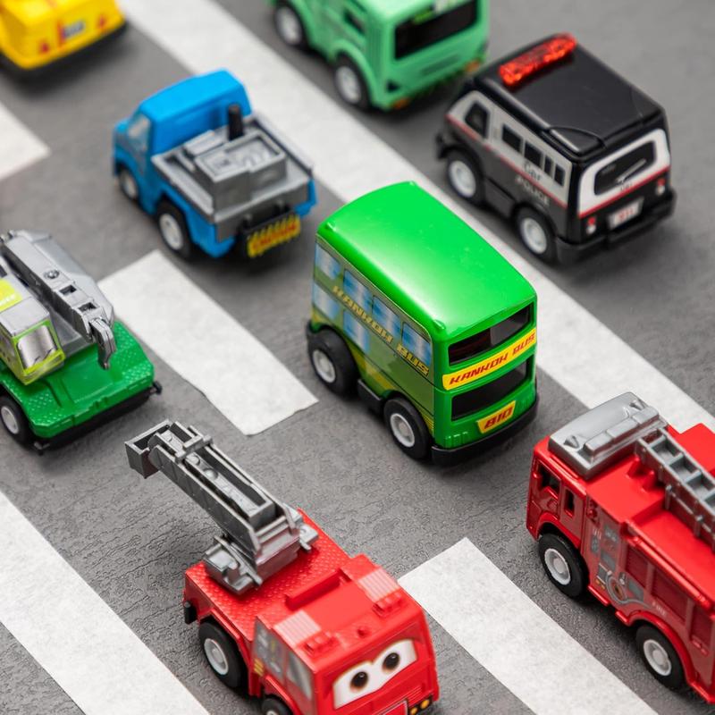 8 Pcs Pull Back City Cars and Trucks Toy Vehicles Set, Friction Powered Cars Toys for Toddlers, Boys, Girls’ Educational Play, Goodie Bags Stuffers